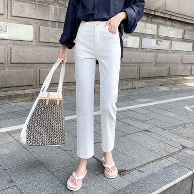 Γυναικεία τζιν με ίσιο μοντέλο με υψηλή μέση και μήκος 9/10
