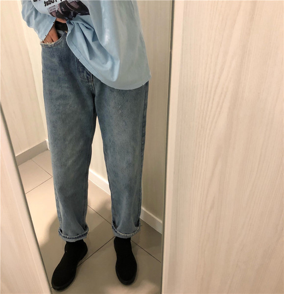 Blugi de dama cu buzunare - talie inalta in albastru