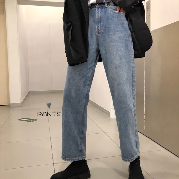 Blugi de dama cu buzunare - talie inalta in albastru