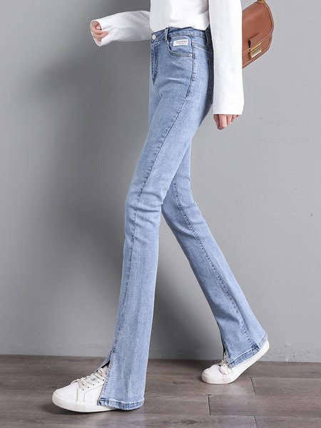 Jauns sieviešu ikdienas džinsu modelis ar šķēlumiem - melns un zils