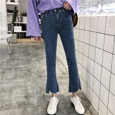 Pantaloni dama de primavara cu talie inalta - model asimetric