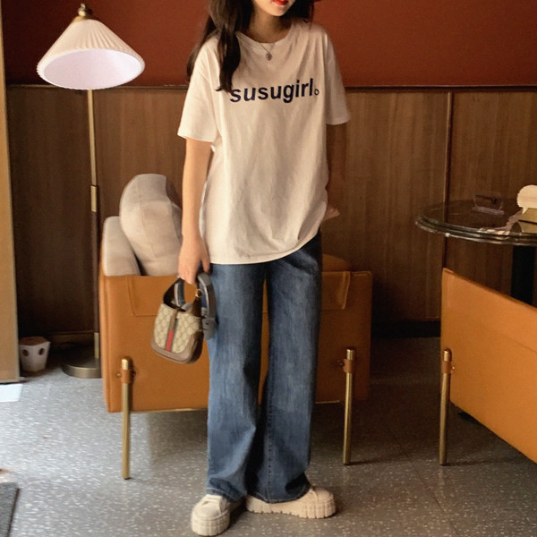 Blugi casual cu talie inalta si buzunare