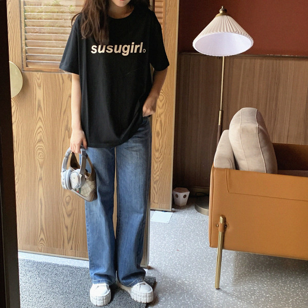 Blugi casual cu talie inalta si buzunare