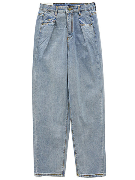 Model nou de blugi largi de primavara cu talie inalta