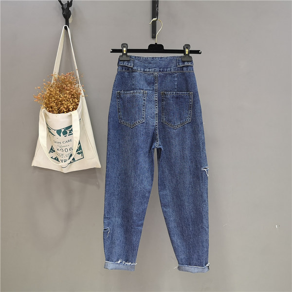 Model nou de blugi dama lati cu talie inalta de culoare albastra