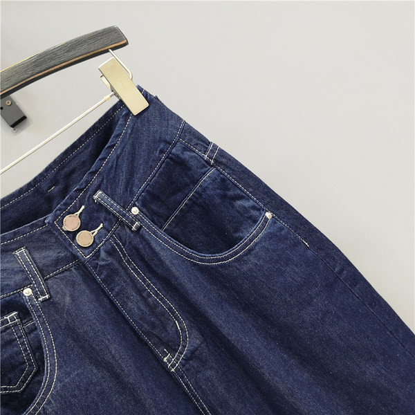 Blugi de dama cu talie inalta - model larg de culoare albastra