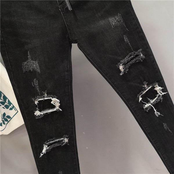 Jauna modeļa sieviešu džinsi Slim modelis ar augstu vidukli un saplēstiem elementiem