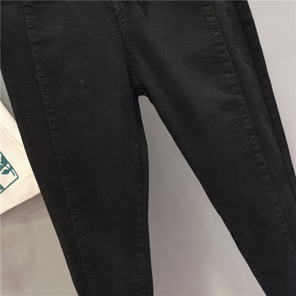 Blugi largi de dama moderni cu talie inalta in negru