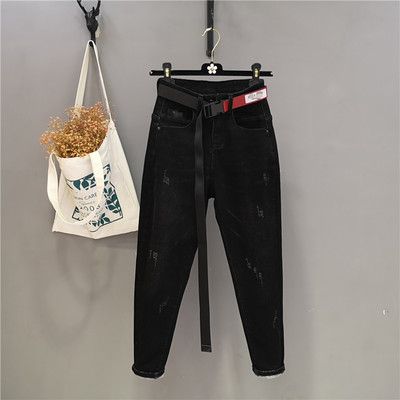 Ikdienas sieviešu džinsi ar augstu vidukli - melnā krāsā