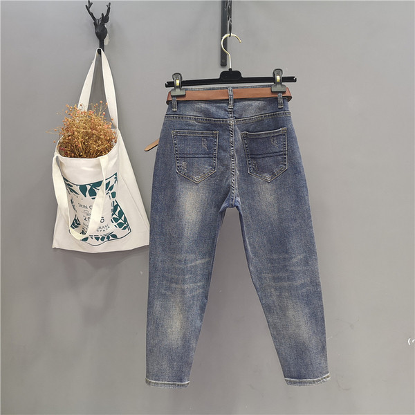 Casual γυναικεία τζιν με κέντημα - ίσιο μοντέλο