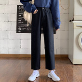 Taisna modeļa sieviešu džinsi melnā krāsā