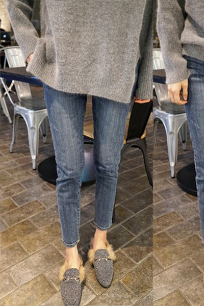 Sieviešu top džinsi ar augstu vidukli-Slim modeli