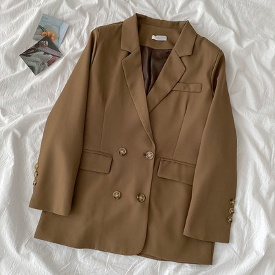 Μοντέρνο γυναικείο μακρύ σακάκι με κουμπιά