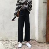 Blugi de dama lati cu buzunare si talie inalta