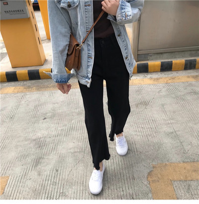 Blugi de dama lati cu buzunare si talie inalta