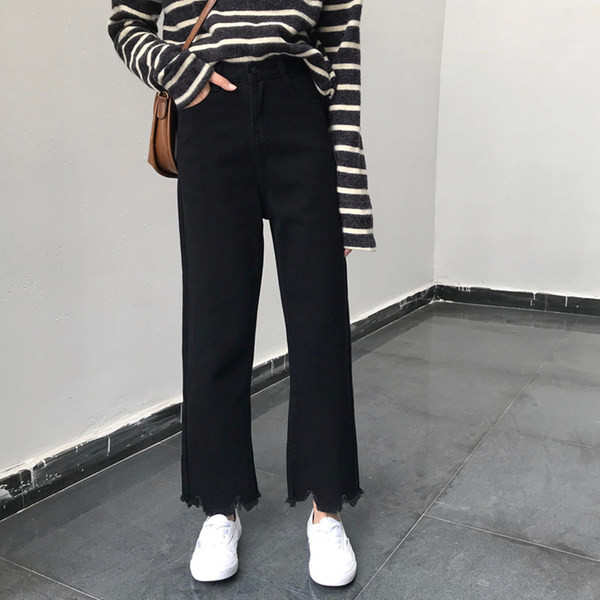 Blugi de dama lati cu buzunare si talie inalta