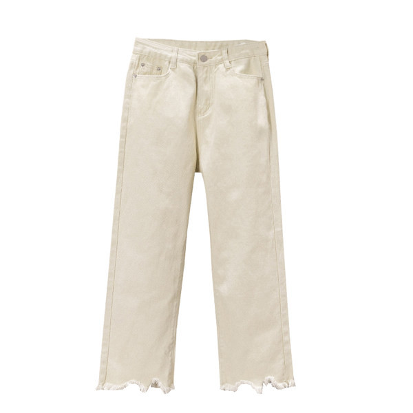 Blugi de dama lati cu buzunare si talie inalta