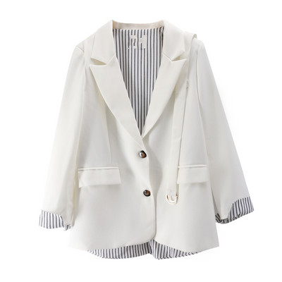 Moderna sieviešu jaka ar pogām un špica kakla izgriezumu