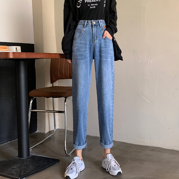 Blugi de dama cu lungime 7/8 si talie inalta