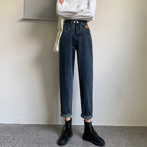 Blugi de dama cu lungime 7/8 si talie inalta