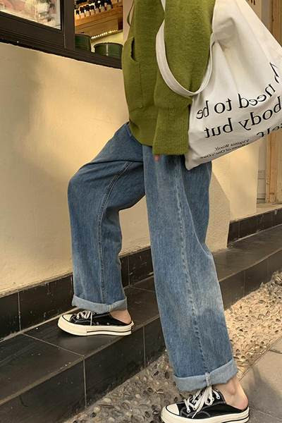 Blugi de primăvară de damă cu model cu talie înaltă