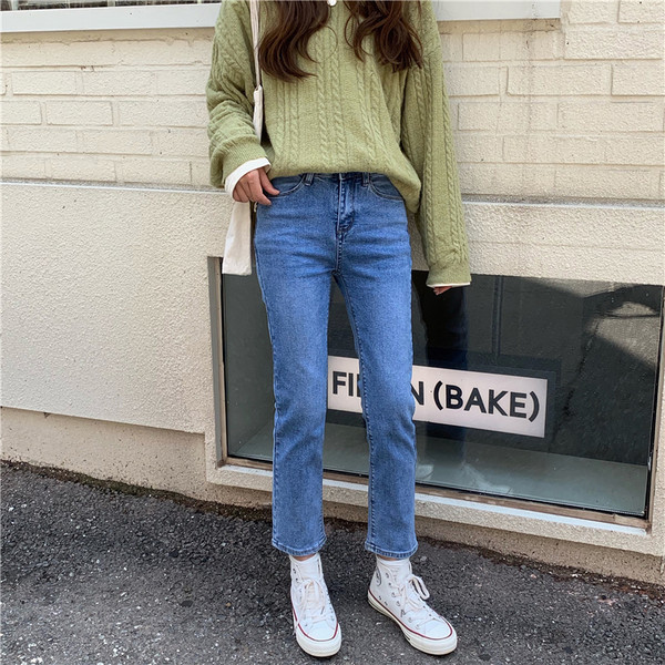 Pavasariniai džinsai, tiesūs, 7/8 ilgio