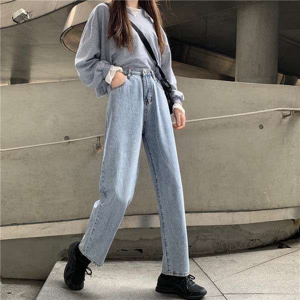 Blugi de primăvară cu talie înaltă și picioare largi