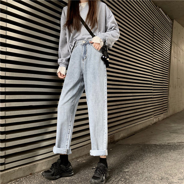 Blugi de primăvară cu talie înaltă și picioare largi