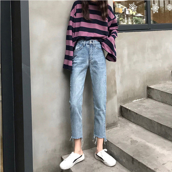 Blugi de dama model drept cu lungimea la glezna