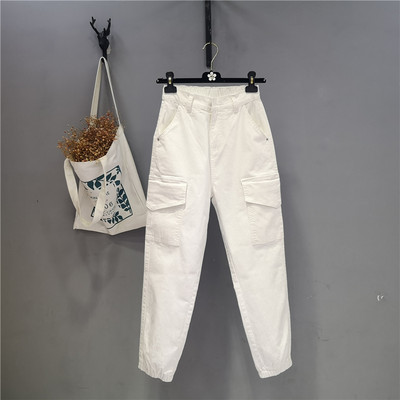 Blugi dama sport-casual cu buzunare si talie inalta