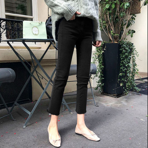 Sieviešu džinsi ar augstu vidukli-Slim modelis