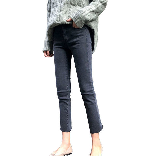 Sieviešu džinsi ar augstu vidukli-Slim modelis