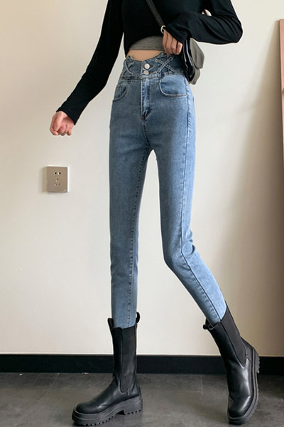 Blugi de dama model subtire cu talie inalta