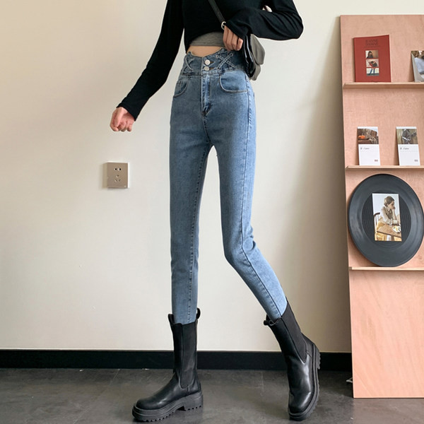 Blugi de dama model subtire cu talie inalta