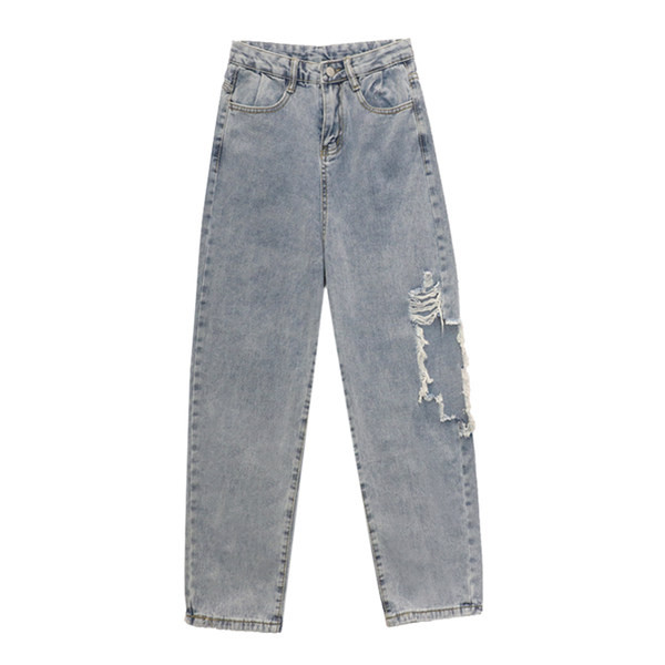 Casual τζιν με φαρδιά πόδια και σκισμένα μοτίβα