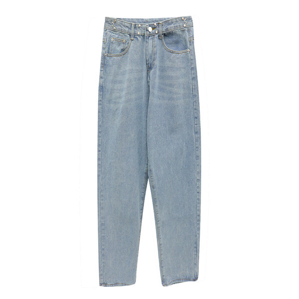 Plašs sieviešu ikdienas džinsu modelis ar augstu vidukli