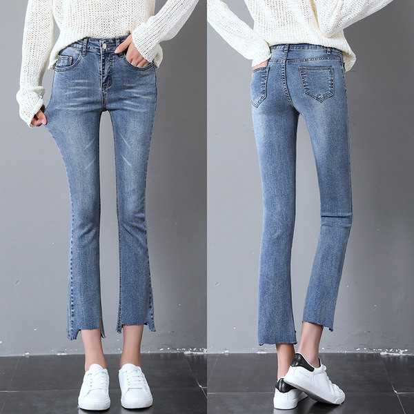 Blugi de dama lungime 7/8 cu talie inalta