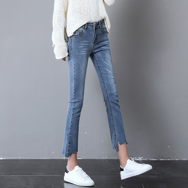 Blugi de dama lungime 7/8 cu talie inalta