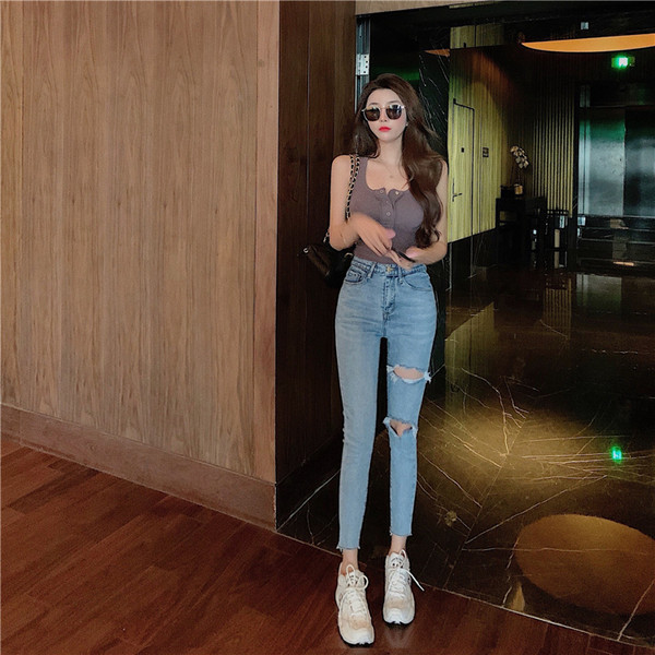 Model nou de blugi de dama cu talie dreapta rupta si inalta