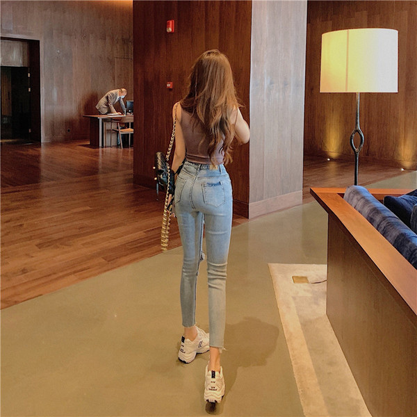 Model nou de blugi de dama cu talie dreapta rupta si inalta