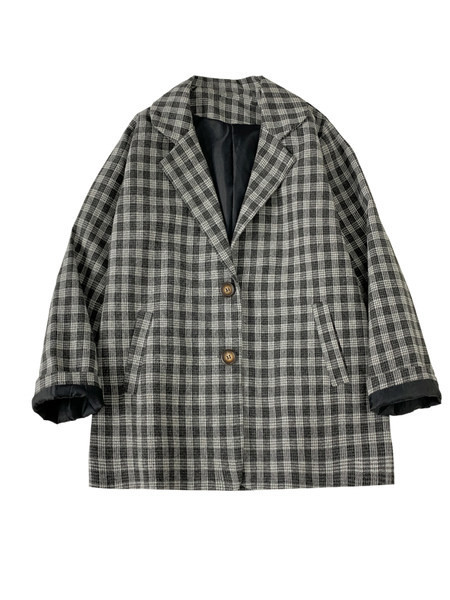 Moderna sieviešu rūtaina īsa jaka ar pogām