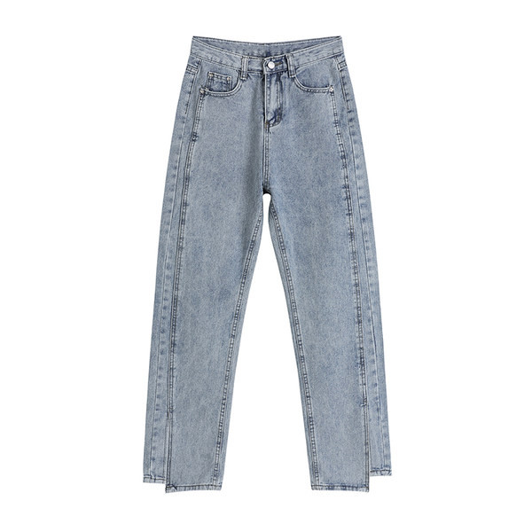 Blugi de dama - model asimetric cu talie inalta