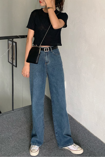 Blugi de dama lati cu buzunare si talie inalta - doua culori