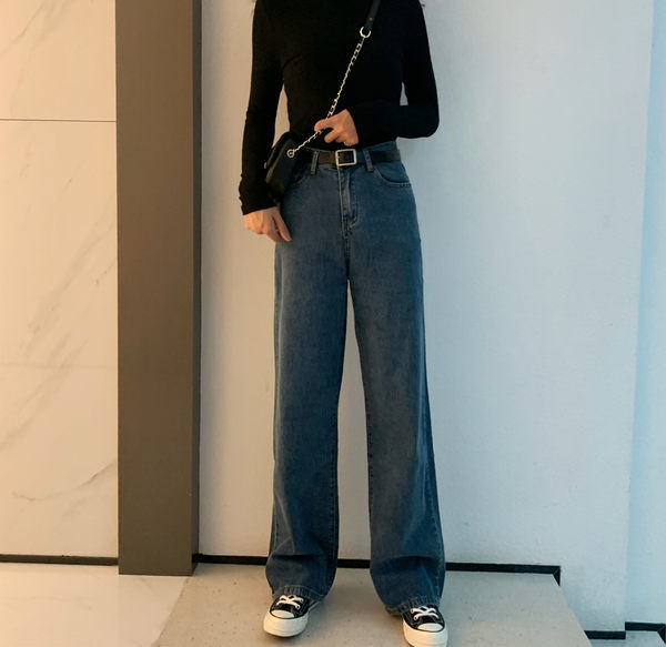 Blugi de dama lati cu buzunare si talie inalta - doua culori