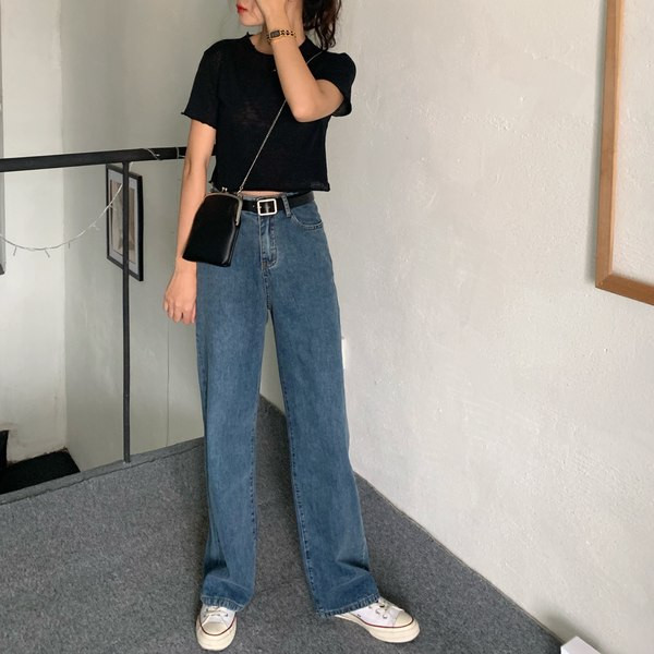 Blugi de dama lati cu buzunare si talie inalta - doua culori