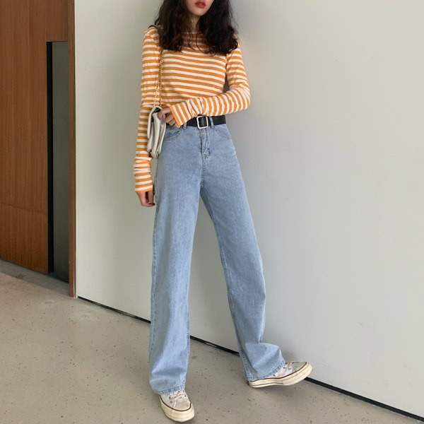 Blugi de dama lati cu buzunare si talie inalta - doua culori