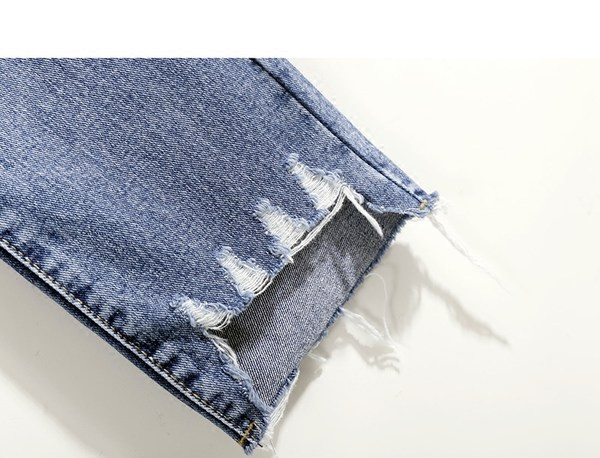 Blugi de dama model drept cu talie inalta si efect rupt