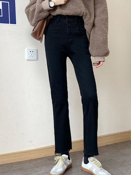 Sieviešu džinsi, taisns modelis ar augstu vidukli