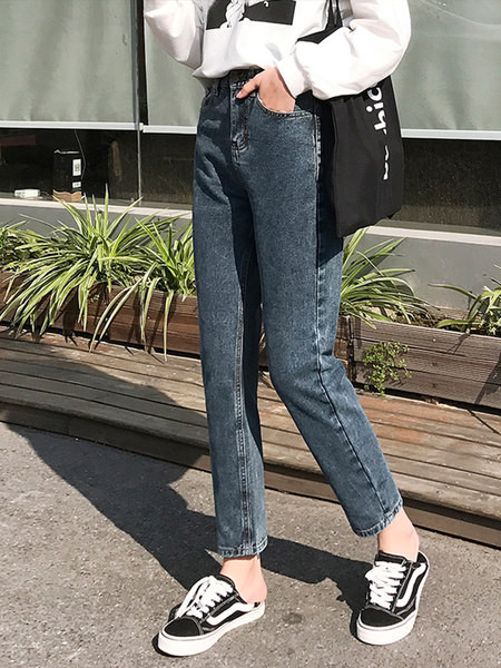 Blugi de primăvară de damă cu talie înaltă - un model curat