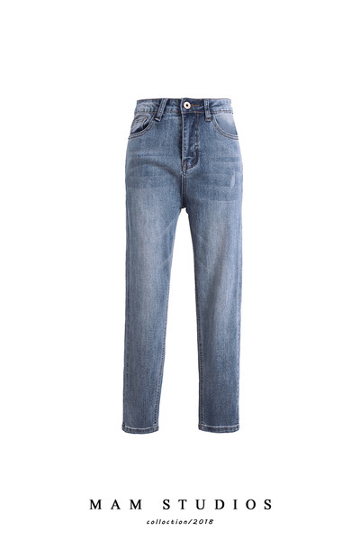 Τζιν ίσιο μοντέλο σε στυλ ρετρό με ψηλή μέση - για γυναίκες